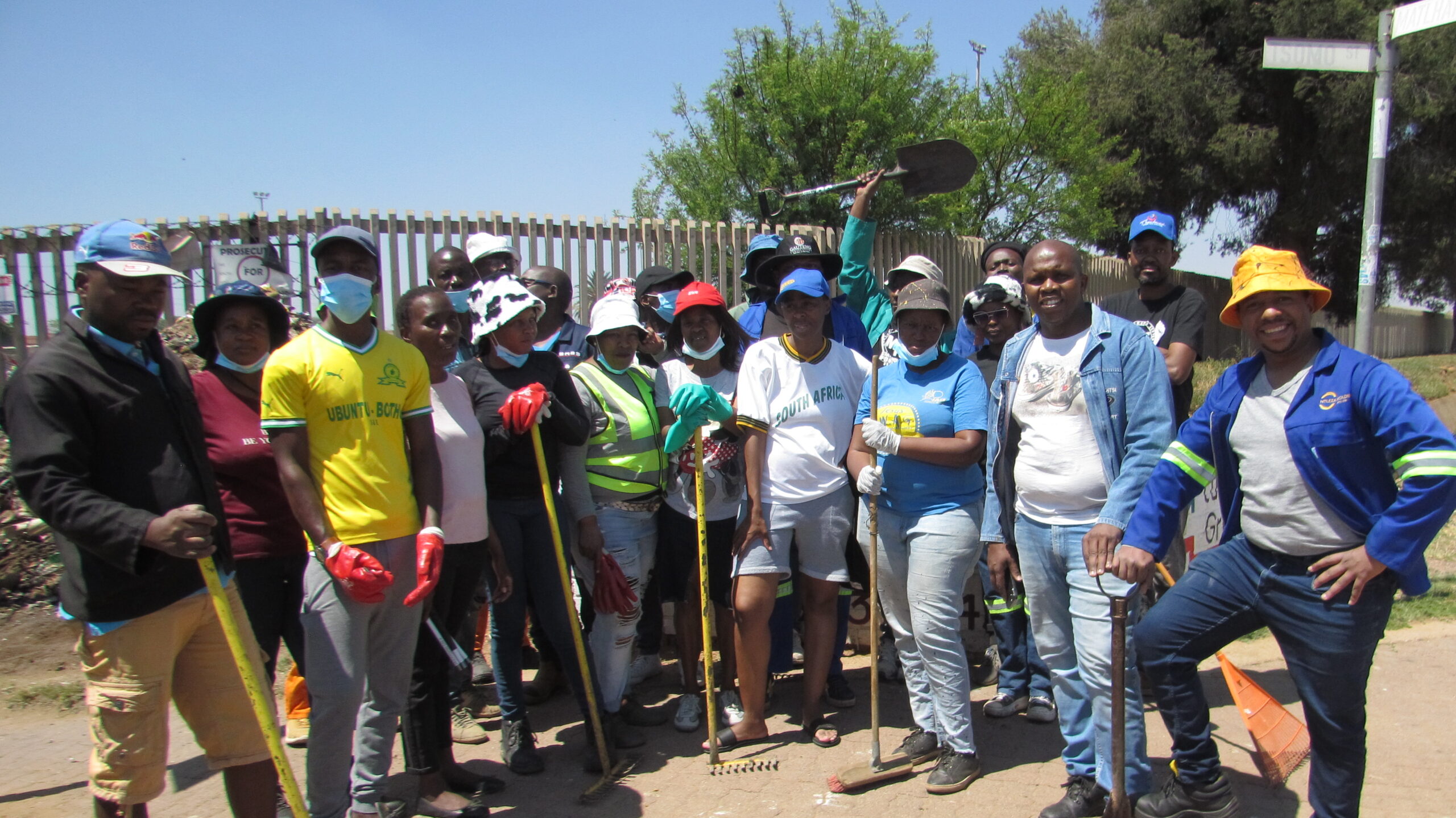 volunteers who clean up the illegal dumping in corner Tsomo street and Mathlare street in Mamelodi east, Tshwane