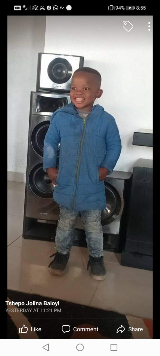 missing boy Bokang Baloyi (5) from Phomolong Mamelodi east, Tshwane