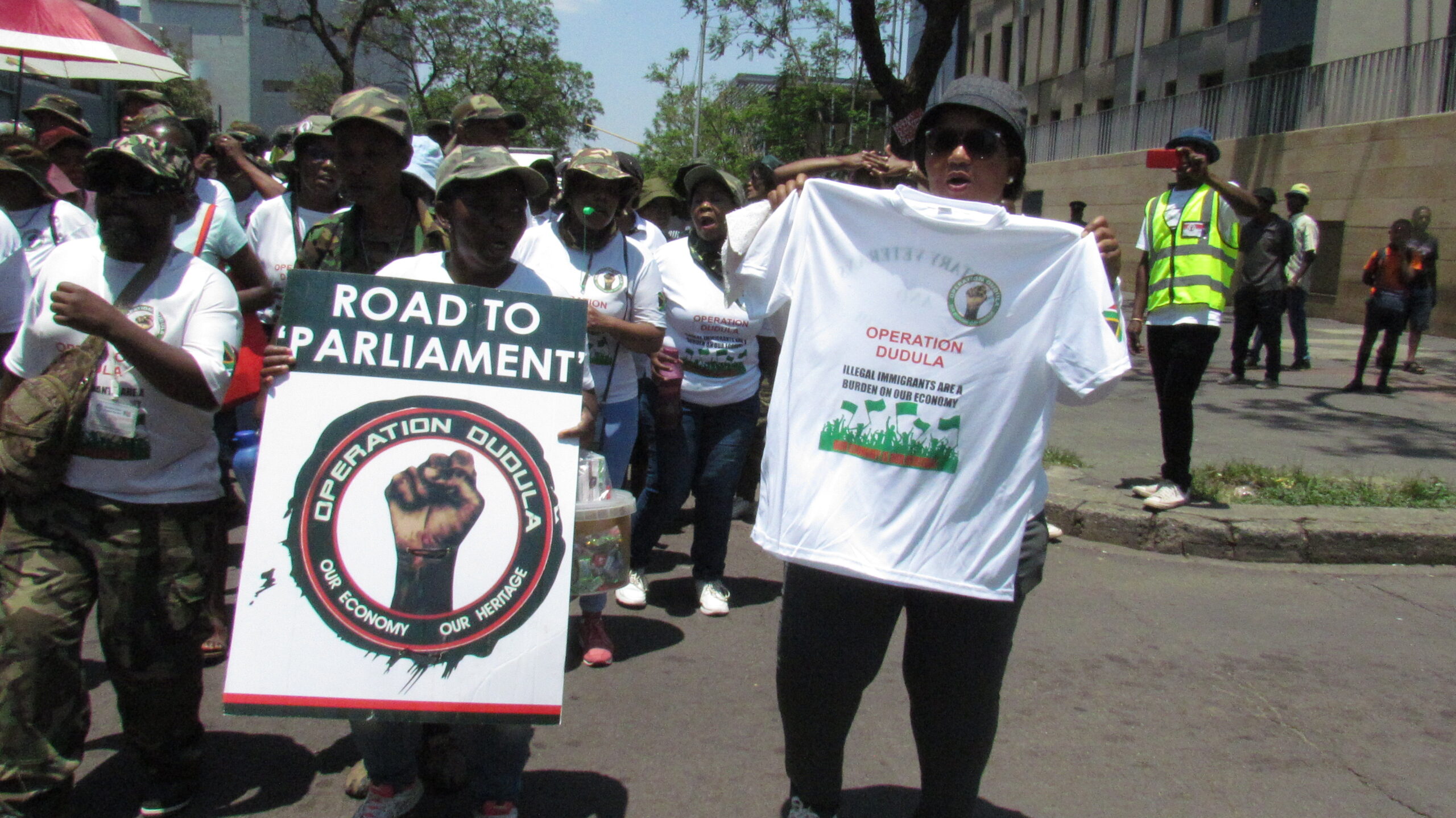 Members of Operation Dudula protest to department of basic education in Pretoria