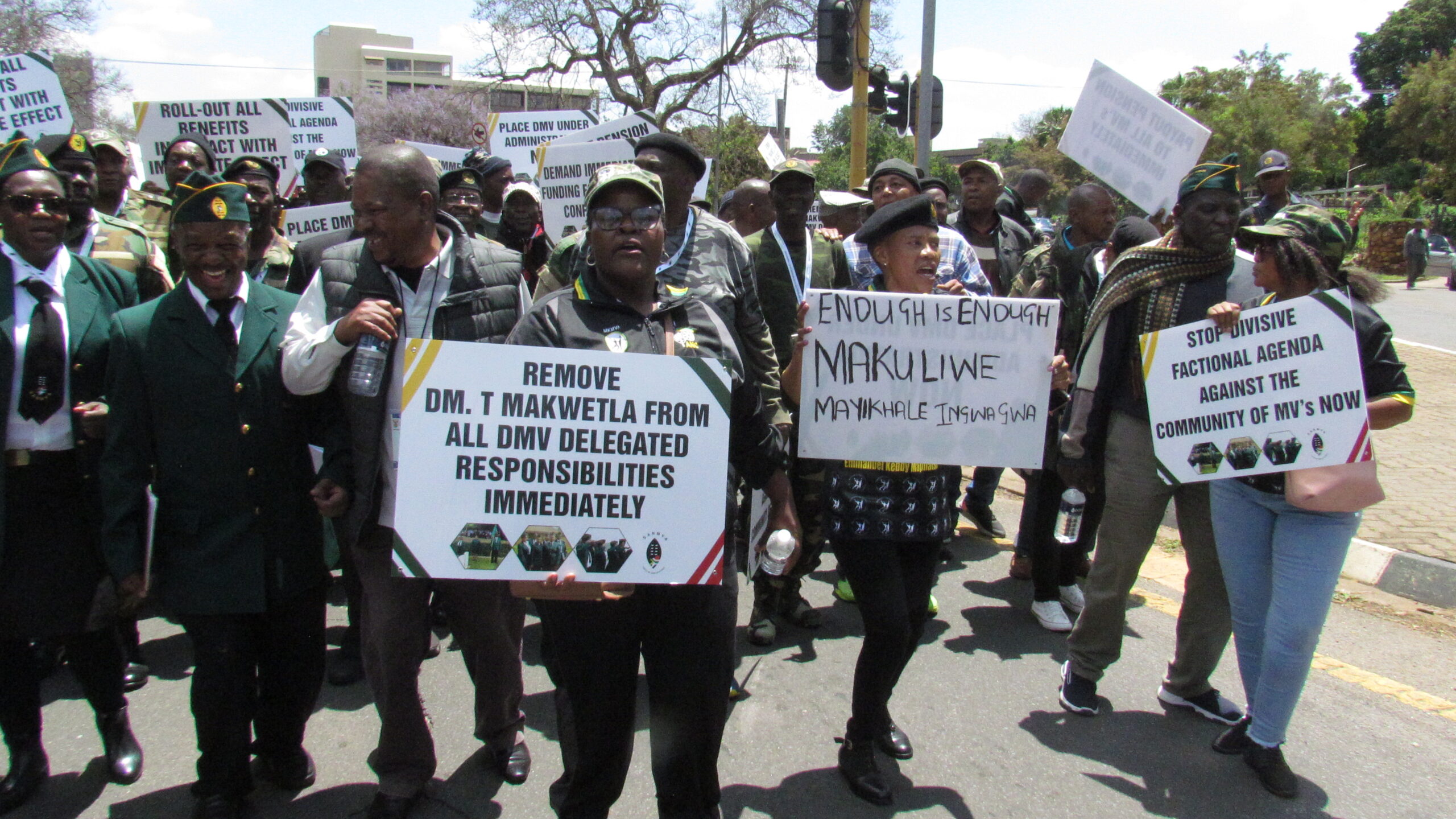 Military Veterans holding placards marching to Union Building in Pretoria on Wednesday 