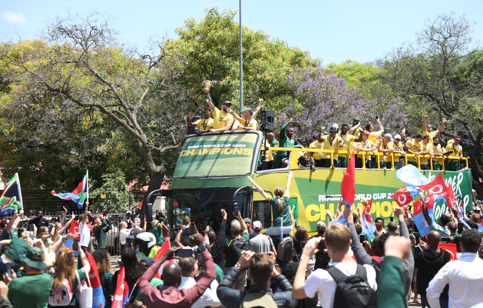 Springboks in Pretoria during the trophy tour on Thursday  