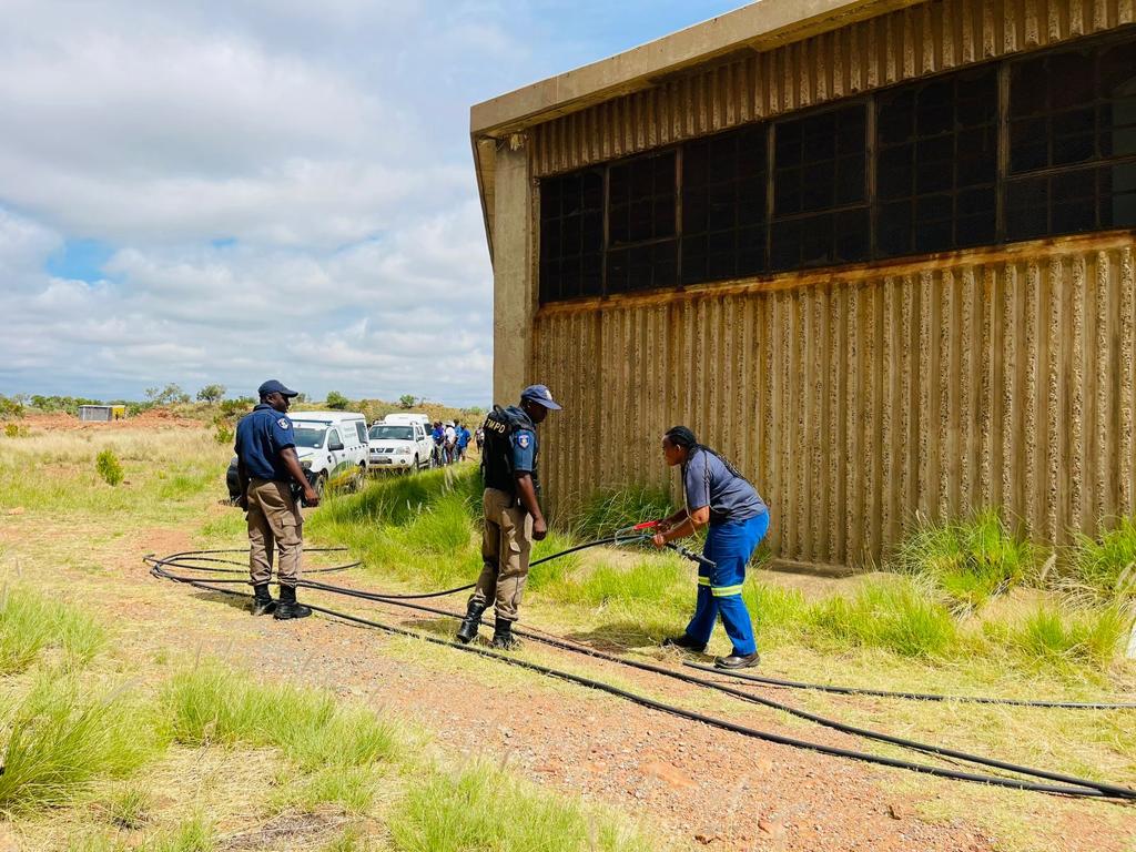 City of Tshwane officials accompany by Tshwane Metro police remove illegal water connection at Mabopane reservior