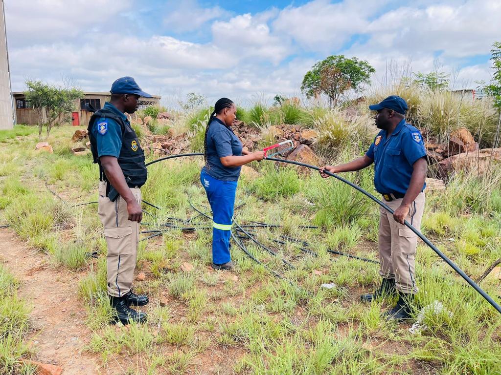 City of Tshwane officials accompany by Tshwane Metro police remove illegal water connection at Mabopane reservior 