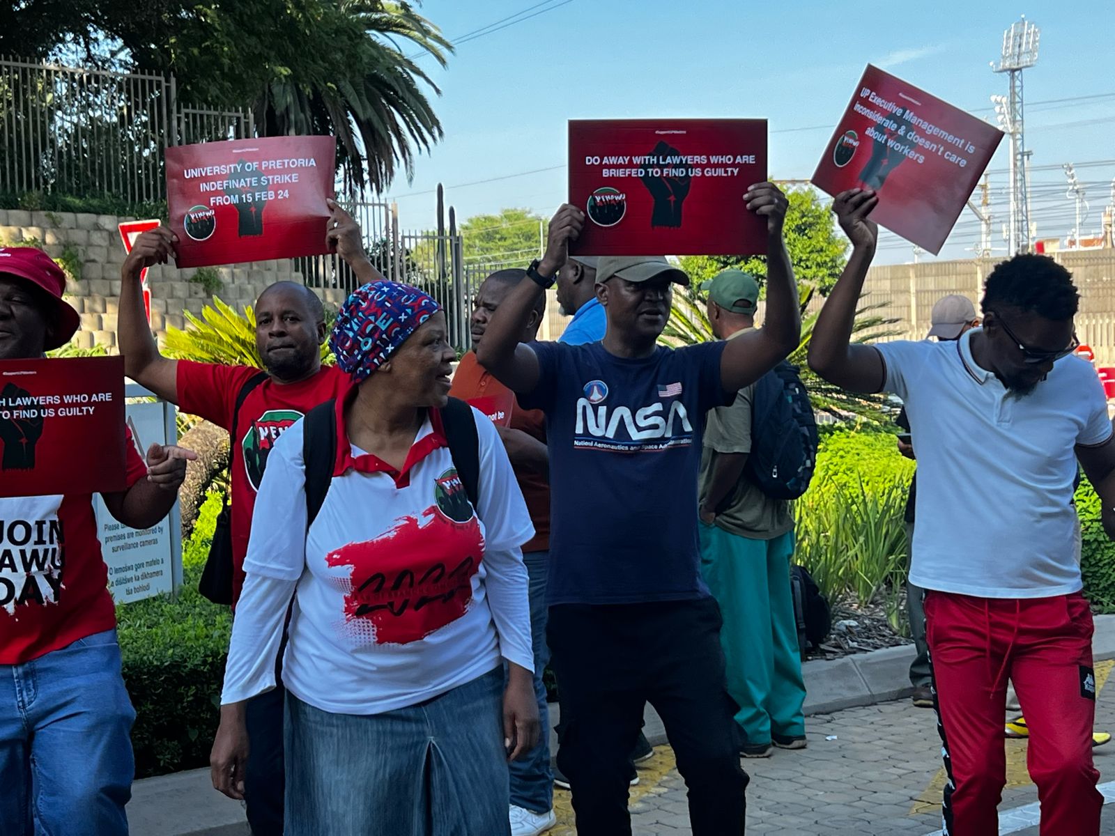 NEHAWU members protesting at the University of Pretoria 