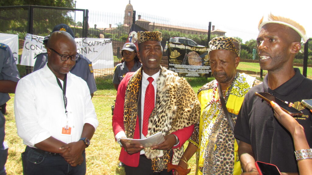 FISA president Kgoshi General Nthai Monnye Malatji addressing the traditional leader's photo by Dimakatso Modipa