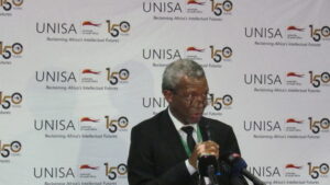 Vice Principal for Institutional Development Professor Ramagoai Magano addressing members of the media at Unisa Tshwane photo by Dimakatso Modipa 