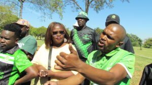 ActionSA councilors Thabo Malosi addressing the security guards at the Princess Park in Tshwane photo by Dimakatso Modipa