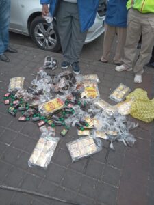 Some of the illegal concoction of liquor found at the MTN taxi rank by taxi association in Johannesburg  