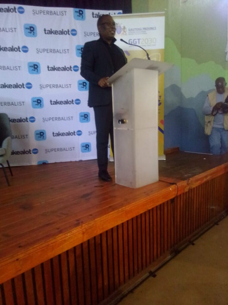 Gauteng Premier Panyaza Lesufi delivering a speech at a launched of Township Economy Initiative photo by Peter Mothiba