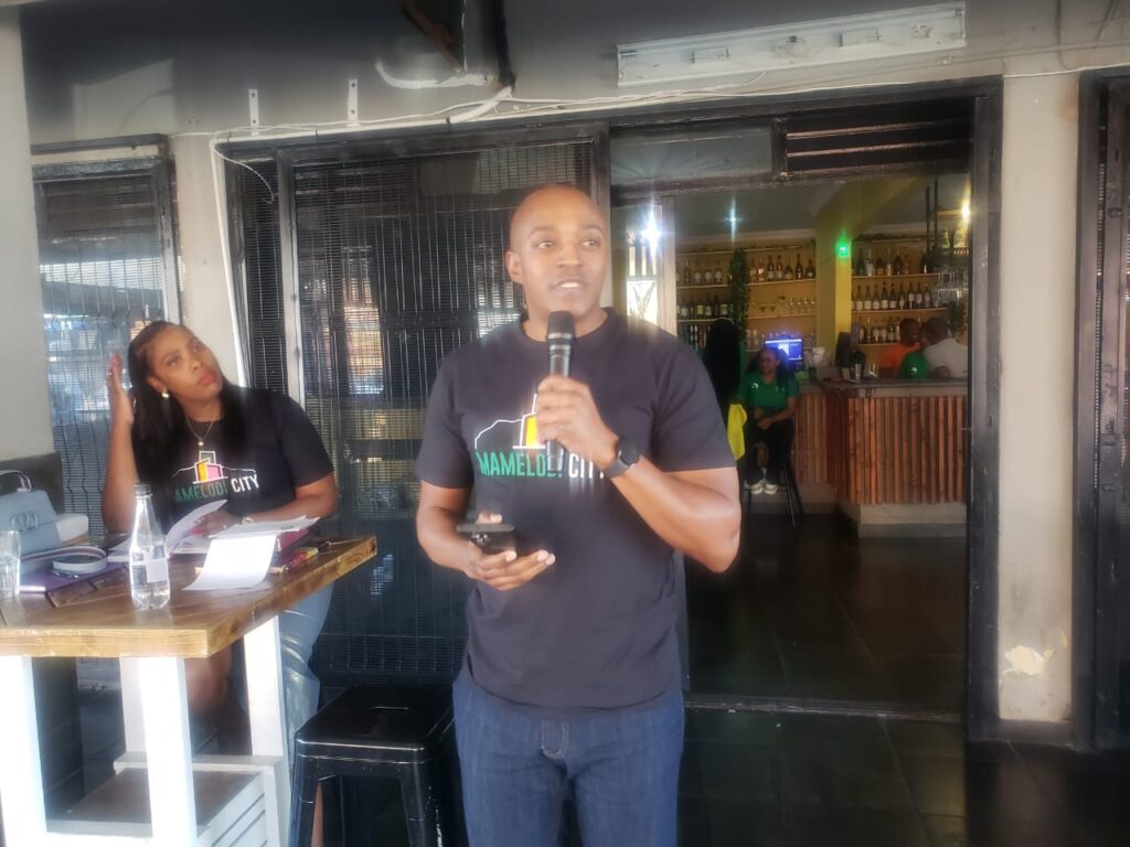 Founder of Mamelodi city Katlego Kekana junior speaking during the launched at Tsweu Lifestyle photo by Dimakatso Modipa