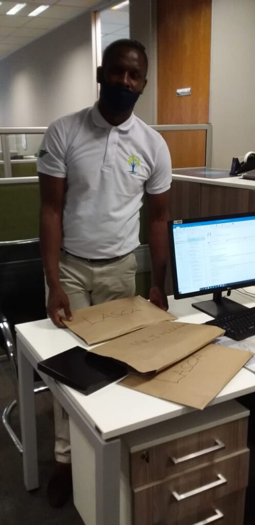 LASCA leader Tshepo Mahlangu with files that he submitted to the office of Divisional Head of Finance in the City of Tshwane Ronny Shilenge in 2021