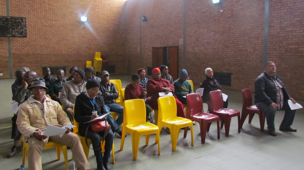 Some of the residents Mamelodi engaged MMC for finance Jacqui Uys regarding the 2022/2023 Auditor General's report in Ikageng hall photo by Dimakatso Modipa 