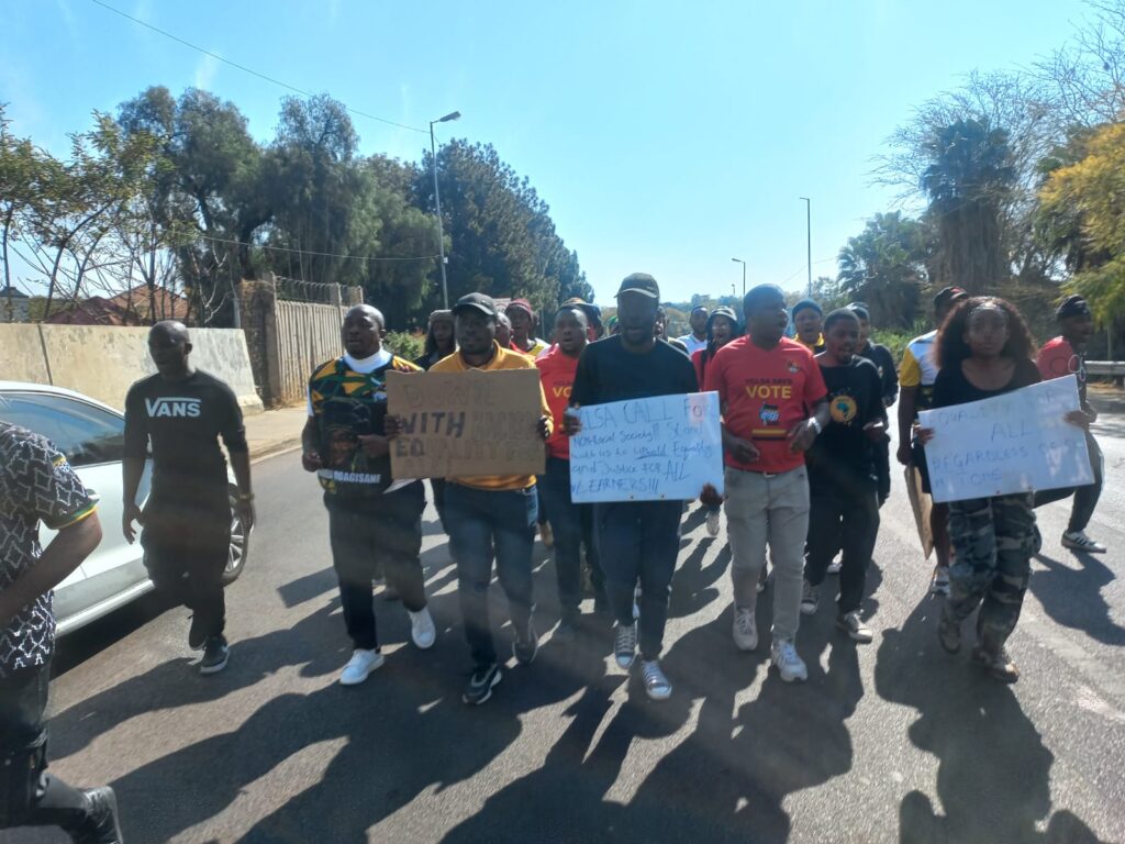 ANC members picketing outside Pretoria Girls high school 