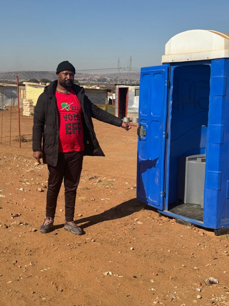 EFF Tshwane Subregion 5 leader Bongani Ramontja during site inspection at Leeufontein photo by Di makatso Modipa   