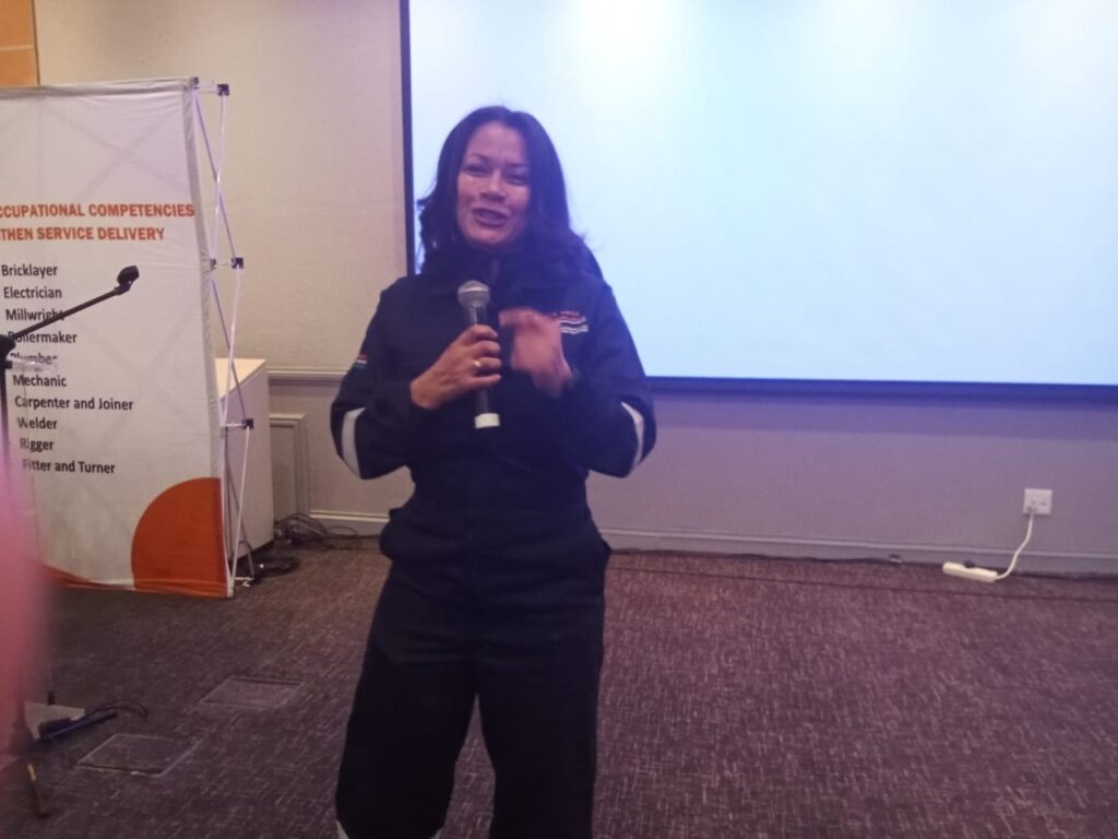Deputy Director General Professional Services Carmen-Joy Abrahams addressing 139 learners at Birchwood hotel and conference in Boksburg photo by Dimakatso Modipa