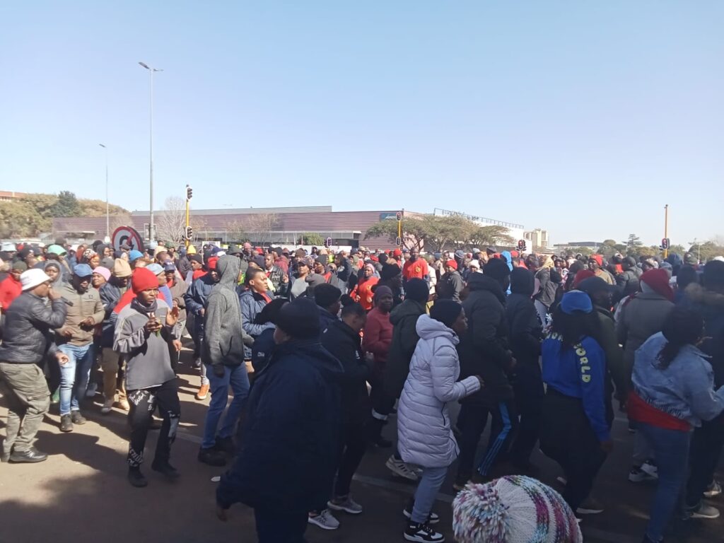 Ford Company workers protesting outside the head office in Silverton on Monday demanding profit-sharing photo by Dimakatso Modipa