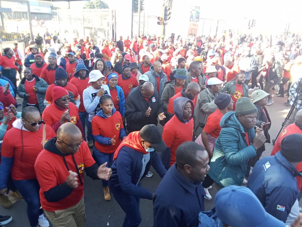 Ford Company workers protesting outside the head office in Silverton demand profit sharing photo by Dimakatso Modipa