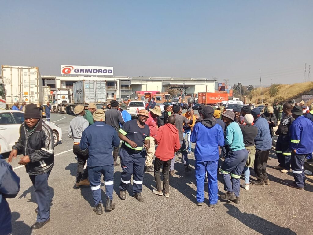 Truck drivers of Grindrod company in Denver shutdown operation photo by Dimakatso Modipa   