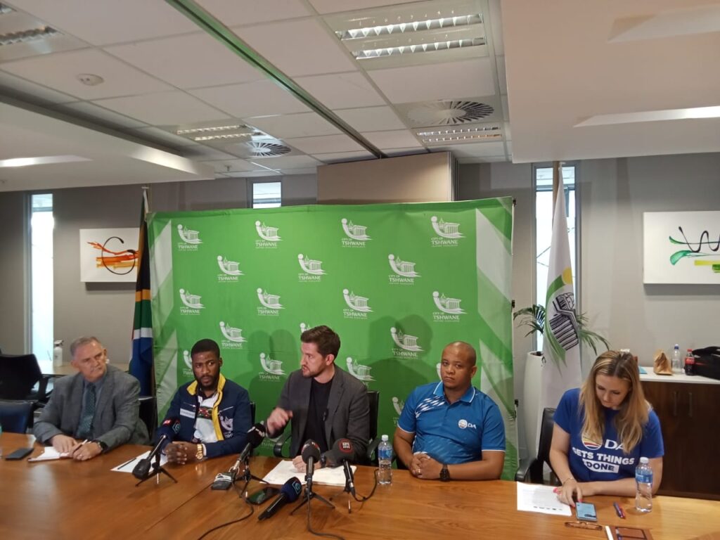 City of Tshwane mayor Cilliers Brink at a media briefing photo by Dimakatso Modipa