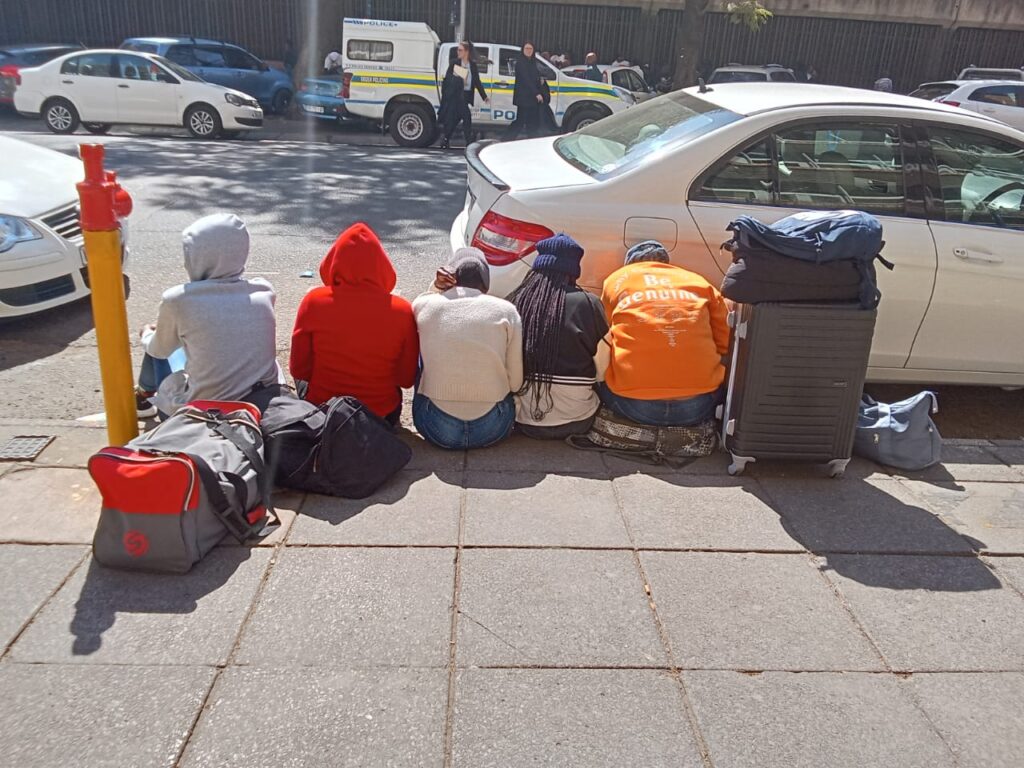 Some of Technical Vocational Education and Training (TVET) students sleeping at department of higher, education and training photo by Dimakatso Modipa 