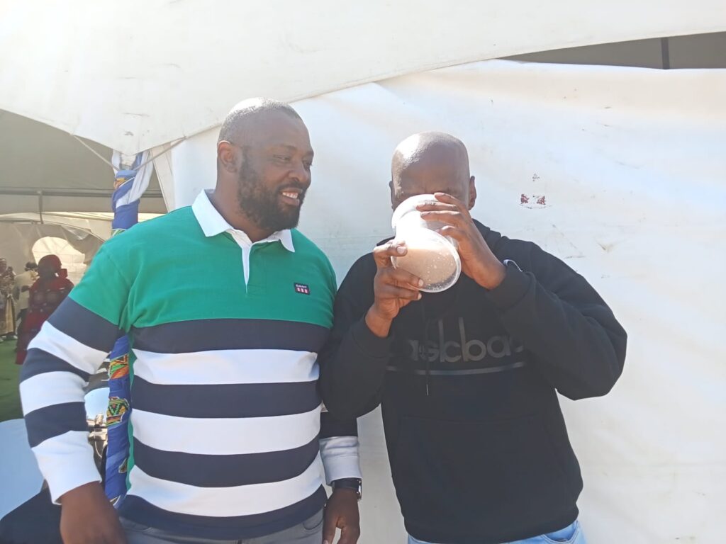 Guests drinking traditional beer