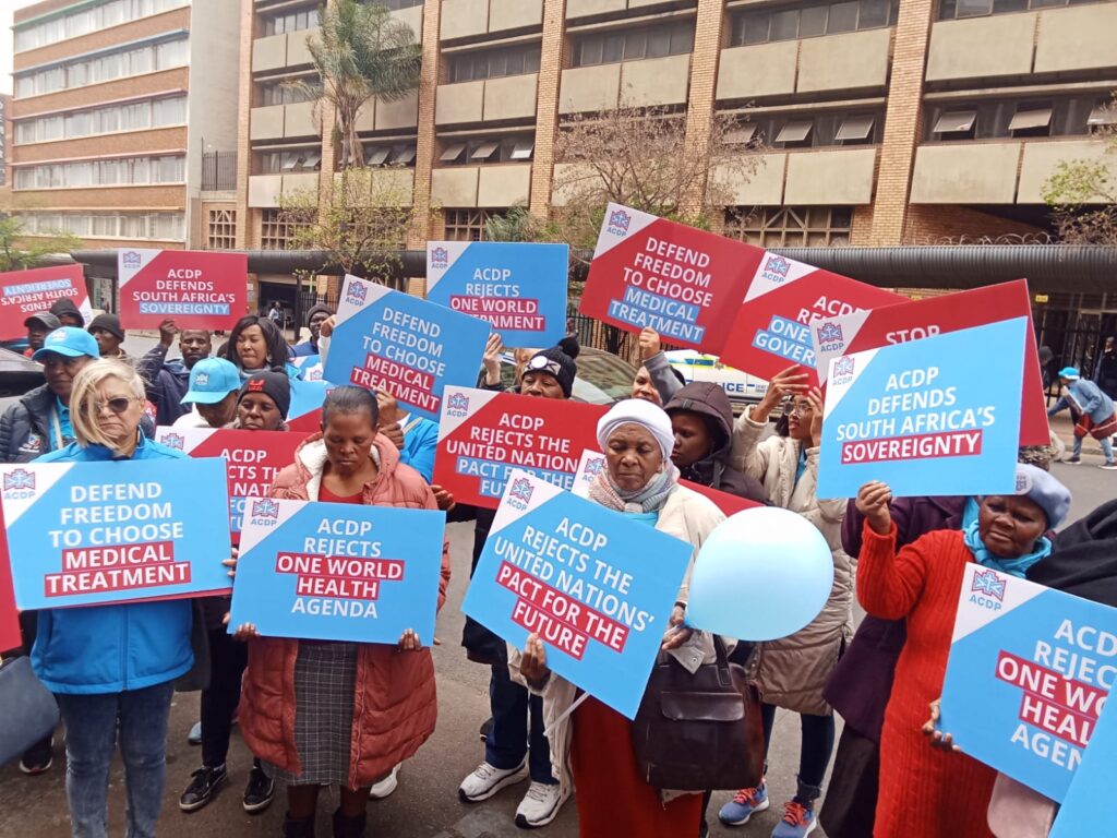 Members of ACDP outside United Nations Information Centre office in Pretoria 