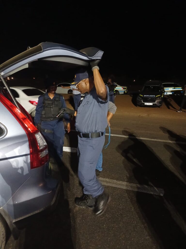  Gauteng Police boss Commissioner Tommy Mthombeni search a vehicle during Operation Shanela in Mamelodi 