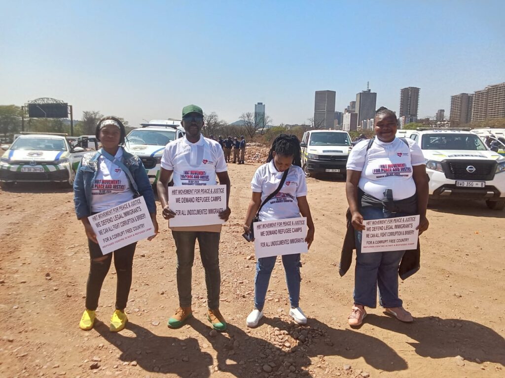 President of HBT movement for peace and justice Rollence Mabula with members at Tshwane photos by Dimakatso Modipa