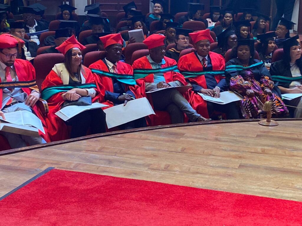 Lovers Matshoga ( far right) at the graduation ceremony at Unisa on Friday