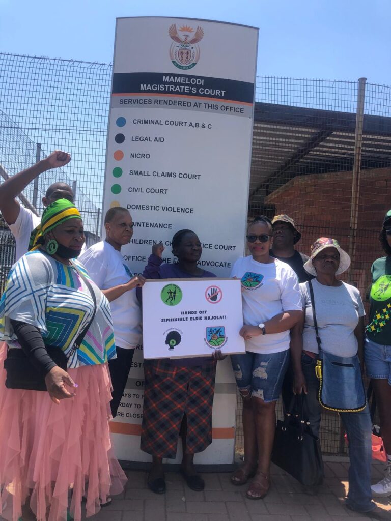 MK party members outside the Mamelodi magistrate court with Sihle Majola out on a warning