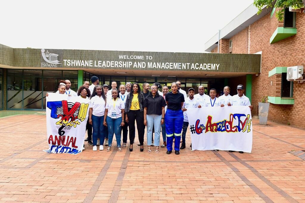 Tshwane Executive Mayor Dr Nasiphi Moya and MMC for Roads and Transport Tlangi Mogale at the Tshwane Varsity Hackathon hosted at the Tshwane Leadership and Management Academy 