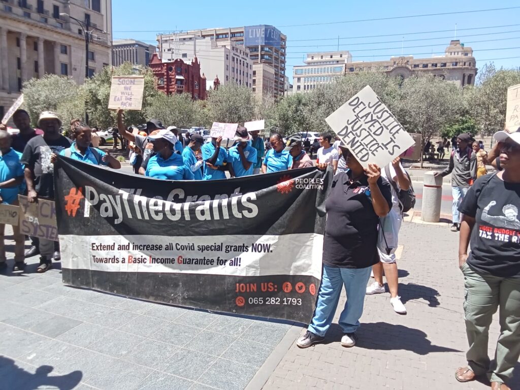 Advocacy group #PayTheGrants picketed outside the National Treasury headquarters in Tshwane photo by Dimakatso Modipa