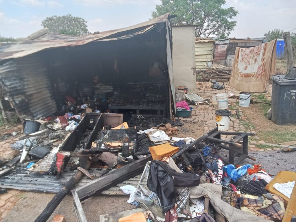 The shack in Plot 28 informal settlement burned to the ground