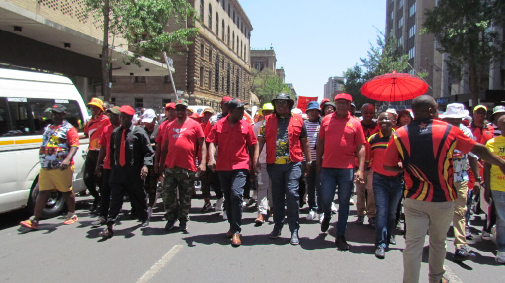 South African Communist Party (SACP) led the "People's March" to the headquarters of the National Treasury in Tshwane on Friday joined by their alliance partners 