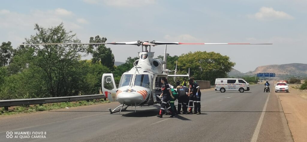 Patient transported by helicopter at accident on the R80 Highway, just before the N4 interchange in Pretoria North, near Ga-Rankuwa 