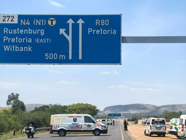 The bus accident on the R80 Highway, just before the N4 interchange in Pretoria North, near Ga-Rankuwa 