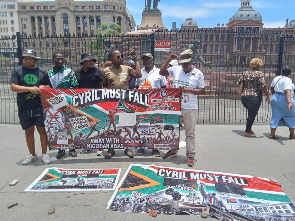 Activist and MKP members picket at Church square demand President Cyril Ramaphosa to step down photo by Dimakatso Modipa