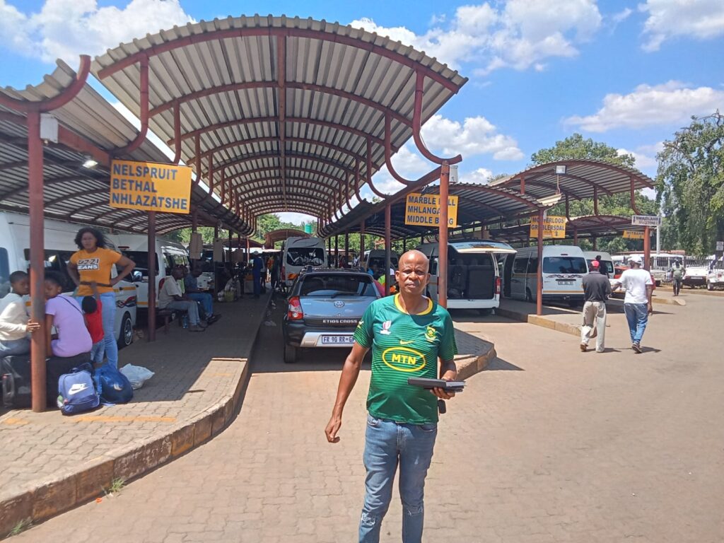 Pretoria United Long-Distance Taxi Association (PULDTA) Public Relations Officer (PRO) Groot Sithole at Dr Savage taxi rank in Pretoria CBD photo by Dimakatso Modipa