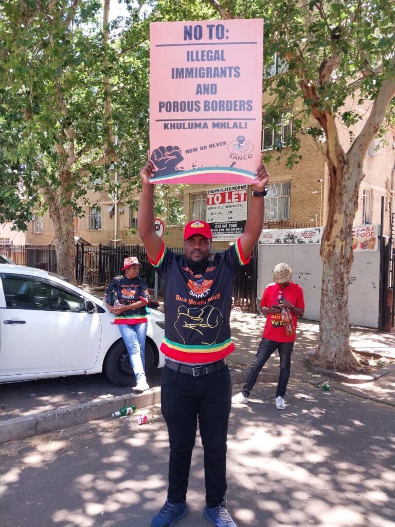 SANCO'S Mabopane Winterveldt Ga-Rankuwa ( Mawiga)Zonal Treasurer David Setshedi protesting at the # Abahambe march at the Union Buildings