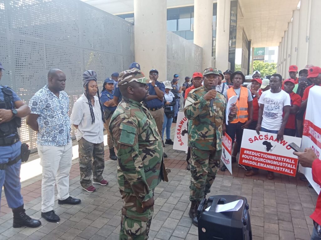 SACSAAWU Secretary General Andries Diphapang Potsane addressing the members 