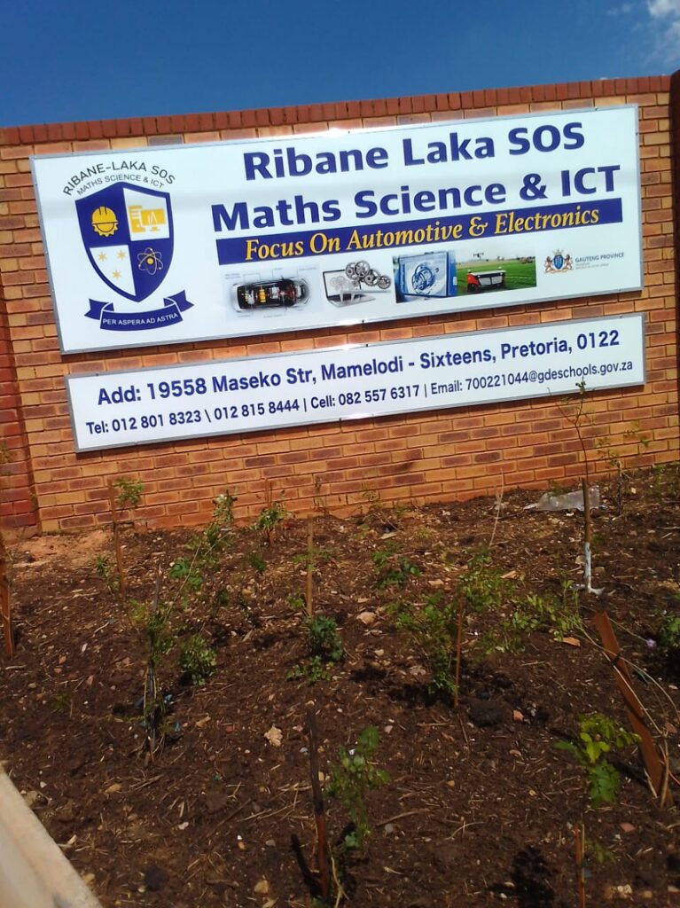 The wall at the gate of Ribane Laka Secondary School photo by Peter Mothiba