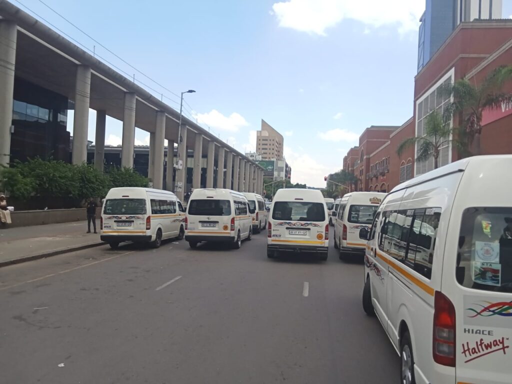 Menlyn taxi association members blocked Madiba Street next to Tshwane House with their taxis demand their money from city