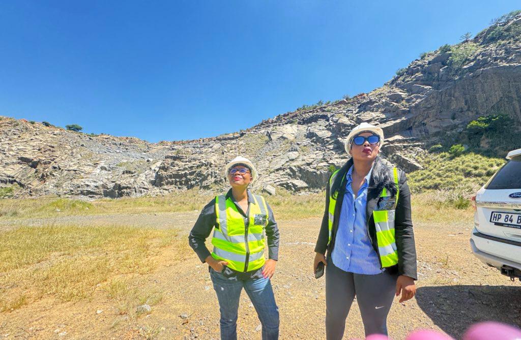 Executive Mayor Cllr Nasiphi Moya and MMC for Roads and Transport Cllr Tlangi Mogale at the Bon Accord Quarry