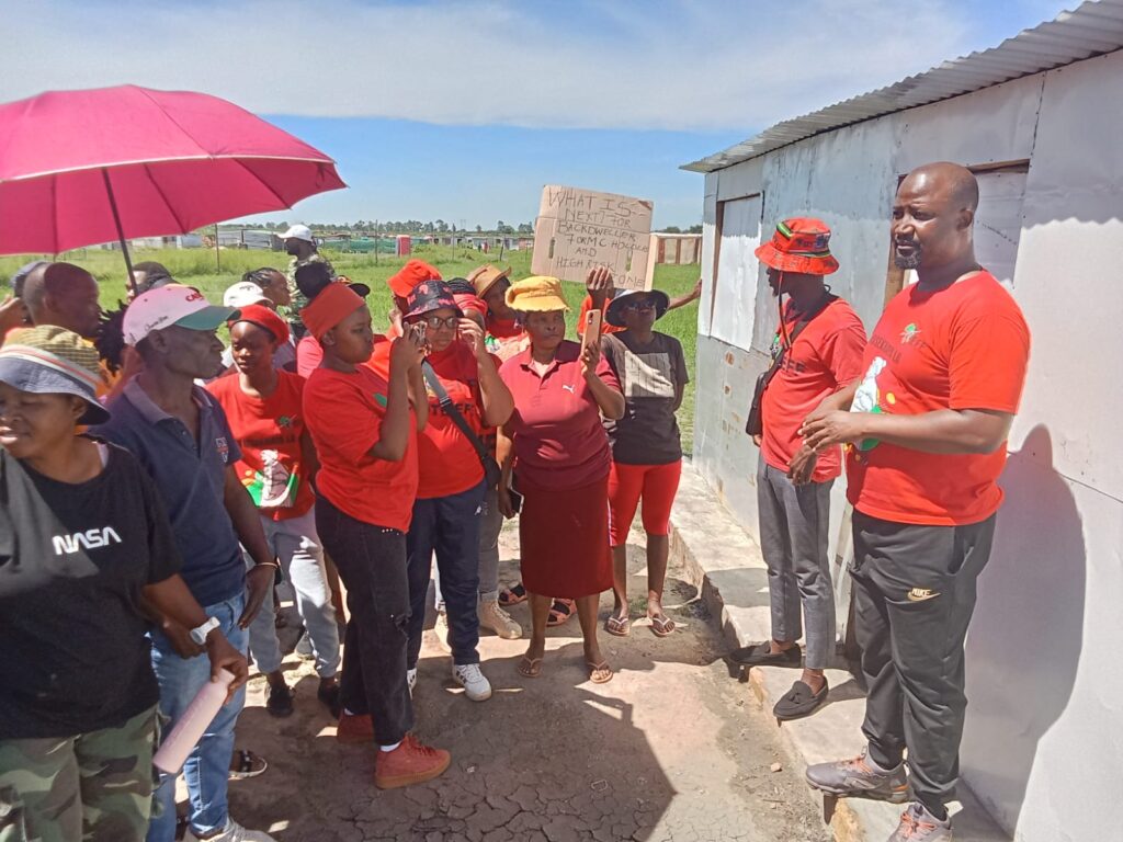 EFF activist sub region 5 leader Bongani Ramontja at the relocation site in Pienaarspoort Ext 15 photo by Dimakatso Modipa