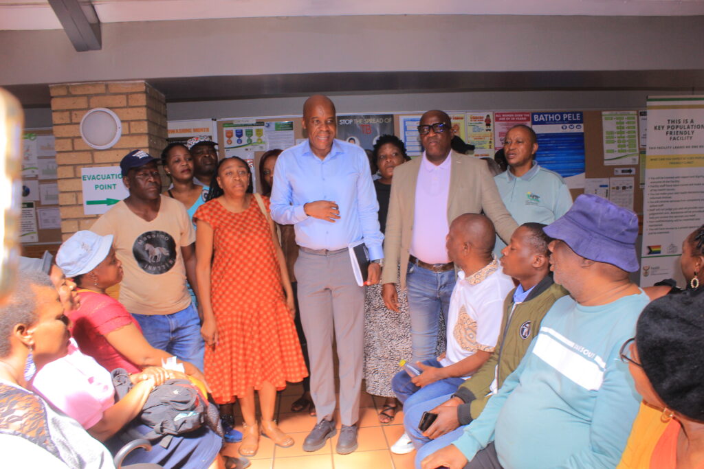 City of Tshwane Deputy mayor and MMC for finance Eugene Modise engaging with the patients at the clinic in Atteridgeville 