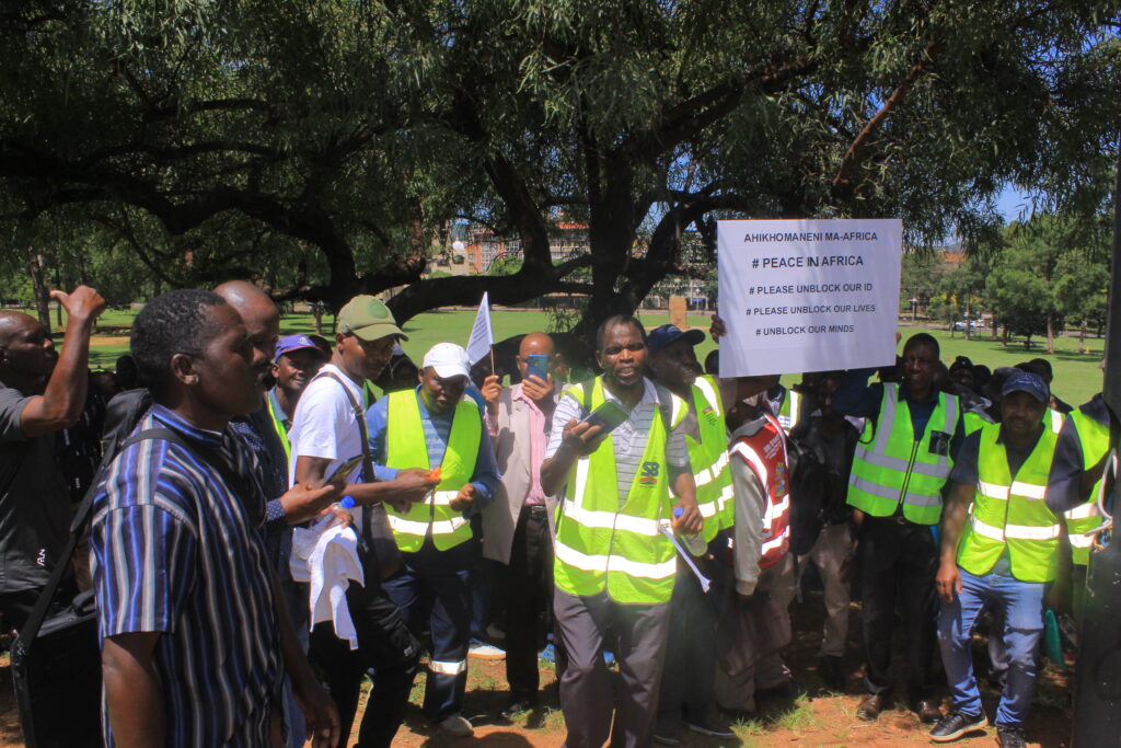 South African nationals protesting demand their ID's to be unblocked photo by Dimakatso Modipa