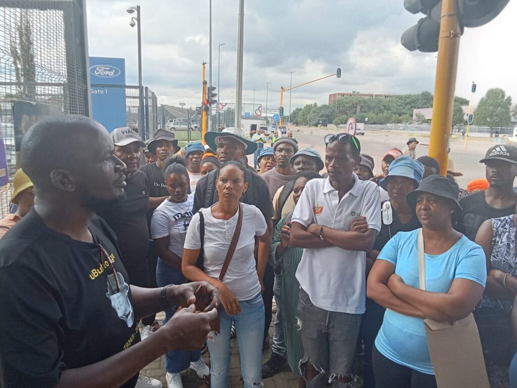 City of Tshwane chairperson of Section 79 Committee chair on economic development and Spatial planning and ward 15 councillor Joel Masilela addressing jobseekers at Ford Company in Silverton photo by Dimakatso Modipa