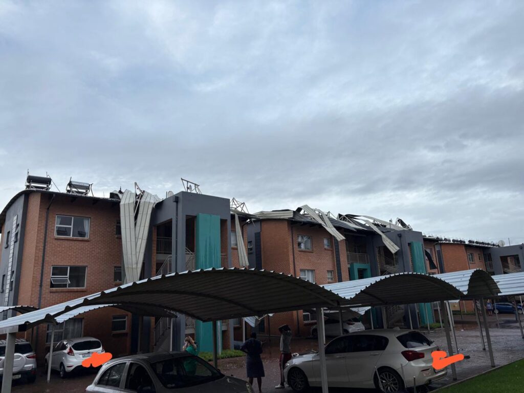 A unit in Montana, Pretoria North, where several buildings, vehicles and other properties were damaged by a tornado