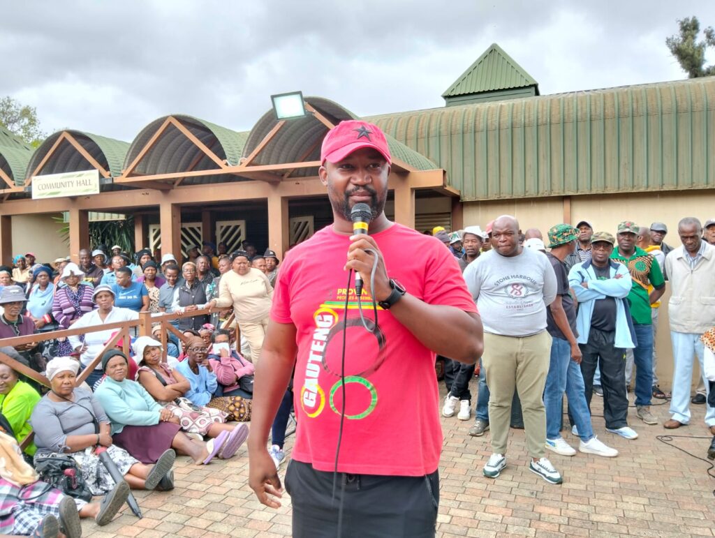 EFF activist in Sub region 5 Bongani Ramontja at a meeting in Moretele Park Mamelodi west