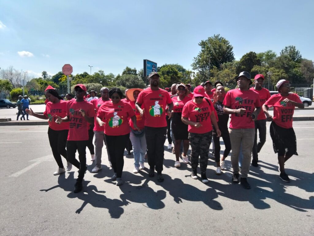 EFF activist sub region 5 members for Pick N Pay to pay worker their retrenchment package photo by Dimakatso Modipa